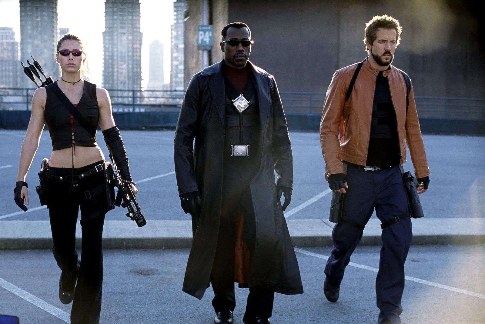 Wesley Snipes, Ryan Reynolds and Jessica Biel in Blade: Trinity