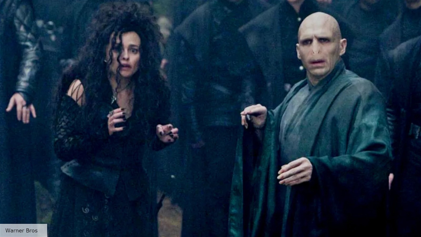 Helena Bonham Carter and Ralph Fiennes as Bellatrix Lestrange and Voldemort