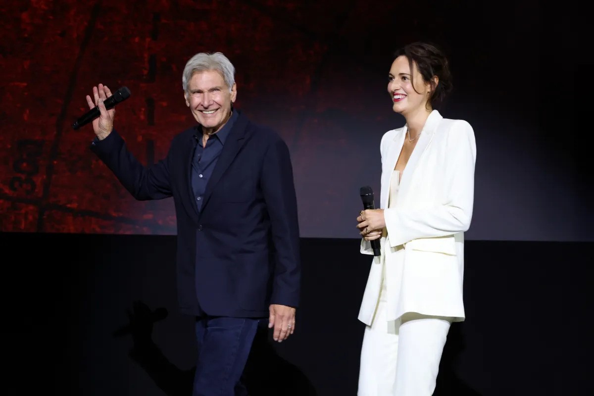 Harrison Ford with Phoebe Waller-Bridge at the D23 Expo