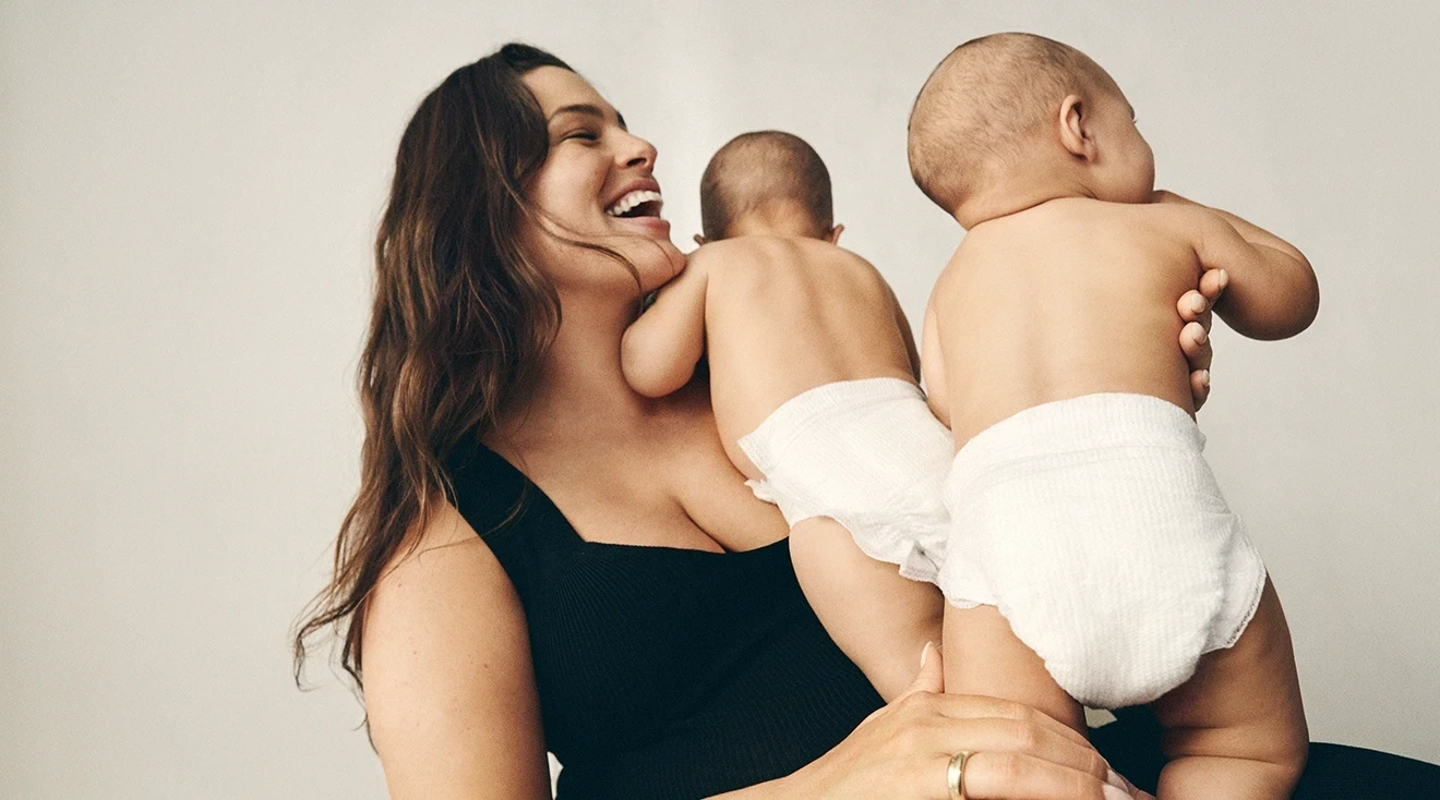 Ashley Graham with her twins