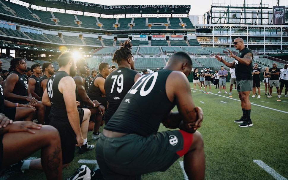 Dwayne Johnson at the Choctaw Stadium (XFL Showcase)