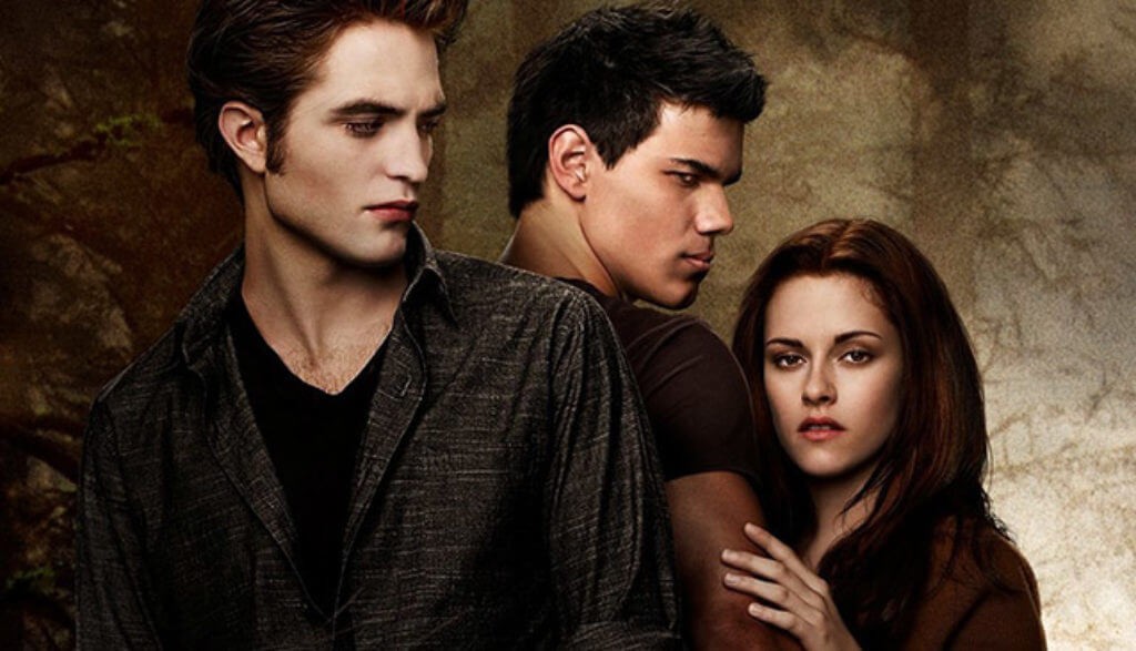 Robert Pattinson, Taylor Lautner and Kristen Stewart in The Twilight Saga