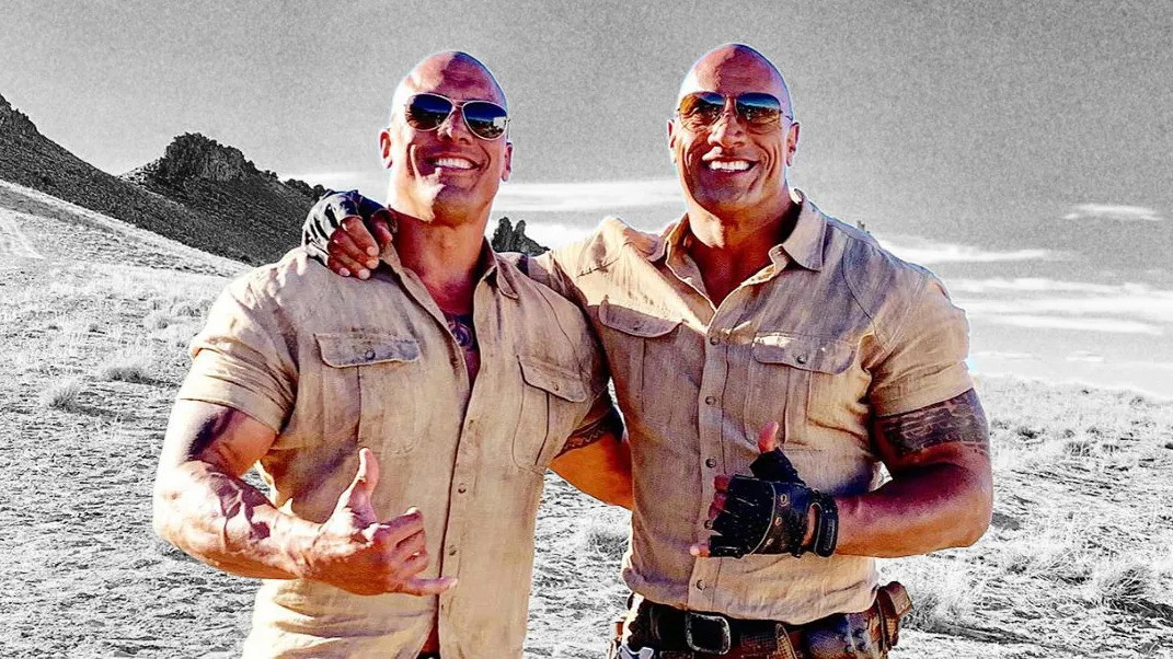 Dwayne Johnson with his stunt double, Tanoai Reed