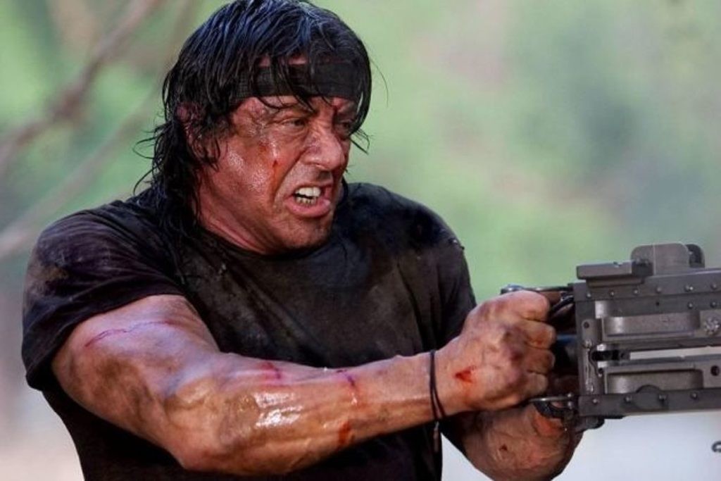 Sylvester Stallone in a still from Rambo (2008)