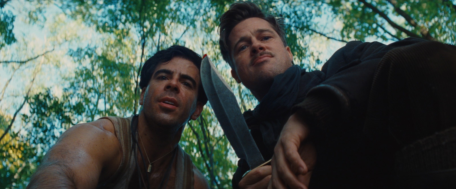 Brad Pitt and Eli Roth in Inglorious Basterds (2009).