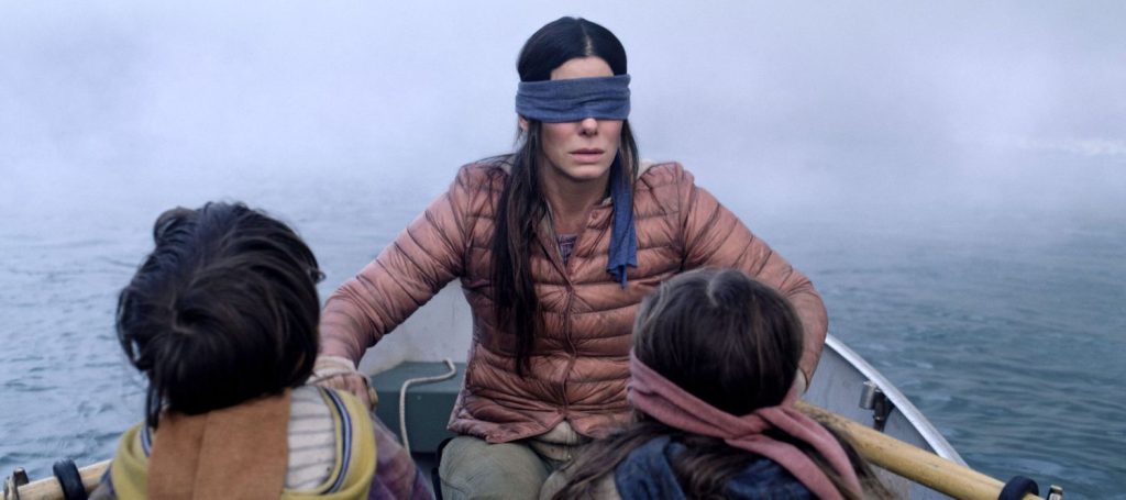 Sandra Bullock in a still from Bird Box (2018).