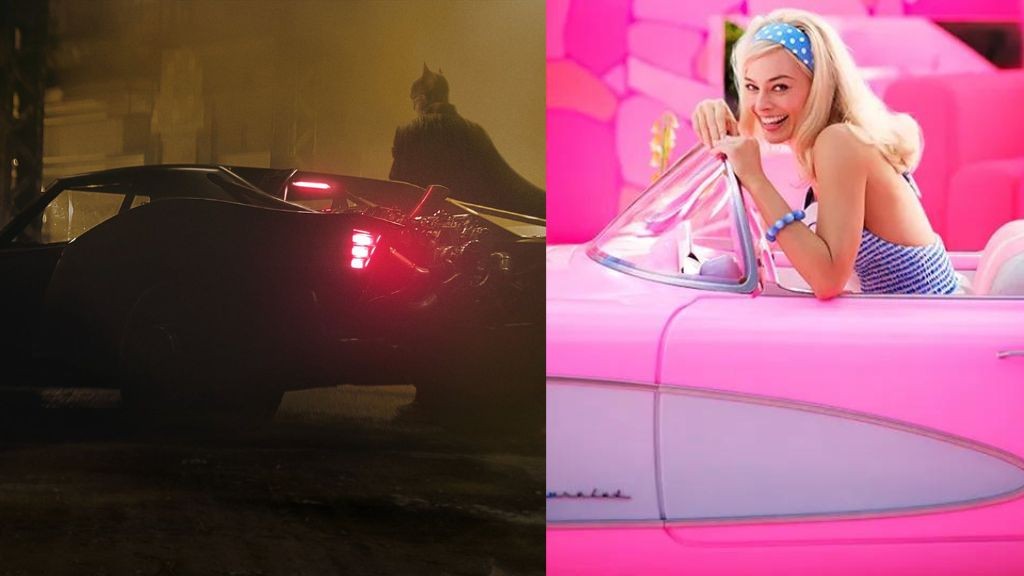 margot robbie as Barbie with Pink Corvette