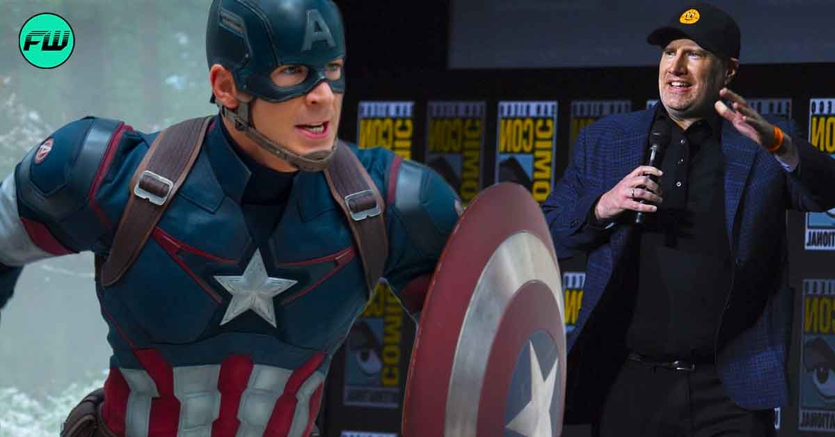 chris evans as captain america and kevin feige