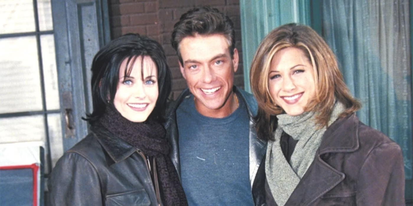 Jean-Claude Van Damme with Jennifer Aniston and Courtney Cox in Friends