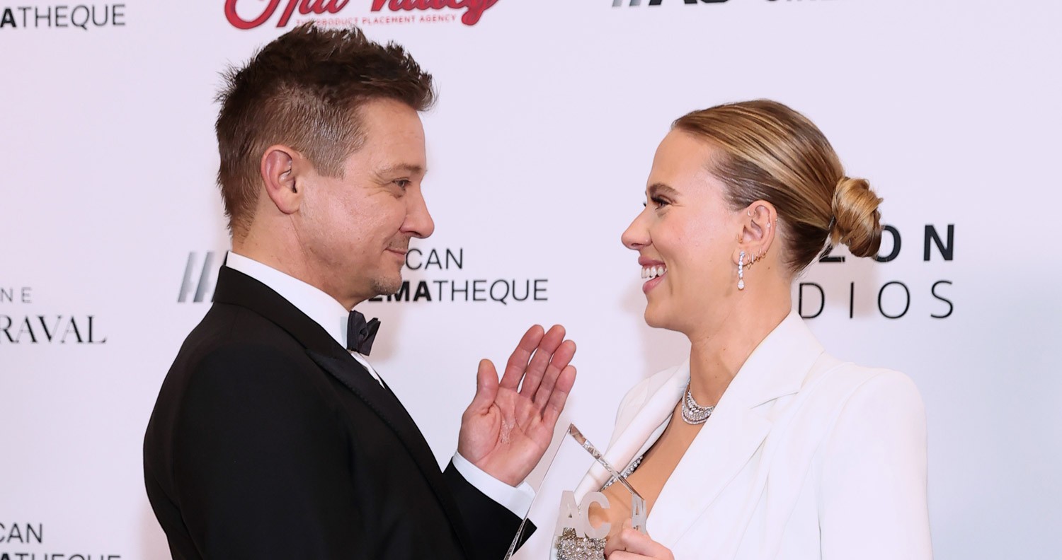 Jeremy Renner and Scarlett Johannson at the American Cinematheque Awards