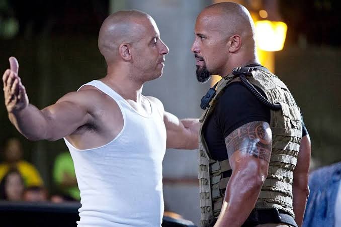 Vin Diesel and Dwayne Johnson in the Fast and Furious franchise