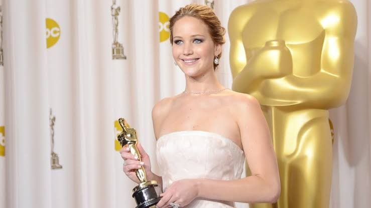 Jennifer Lawrence with her Oscar