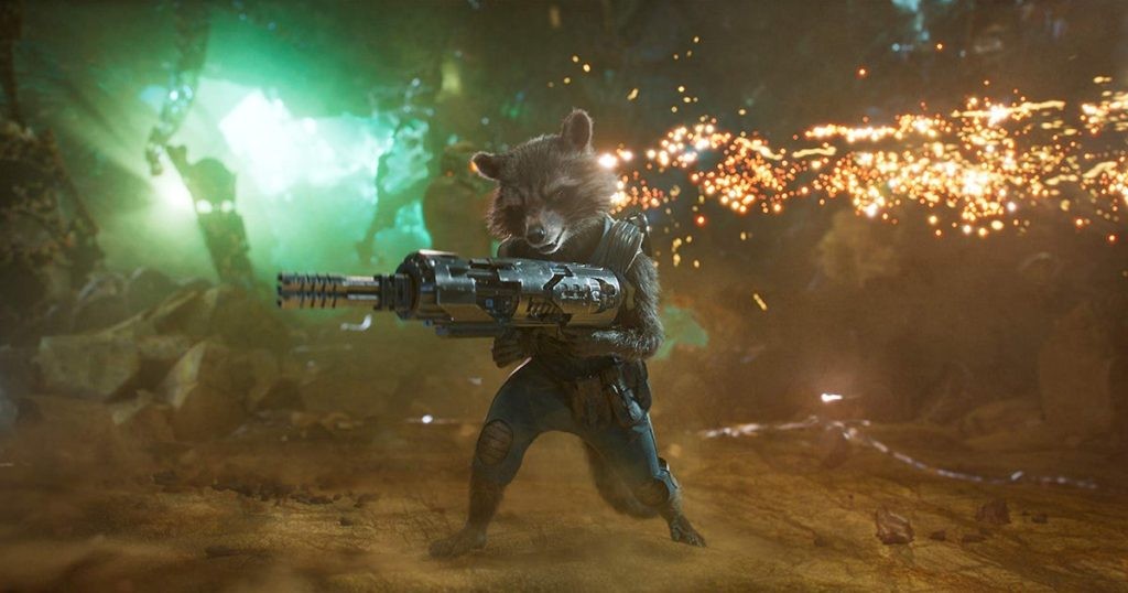 A still of Rocket Raccoon from James Gunn's Guardians of the Galaxy Vol. 3 (2023)