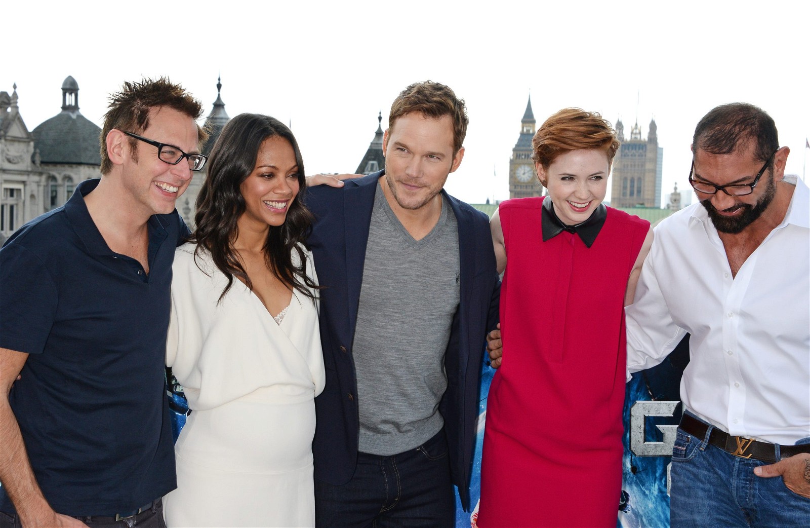 James Gunn with the Guardians of the Galaxy cast
