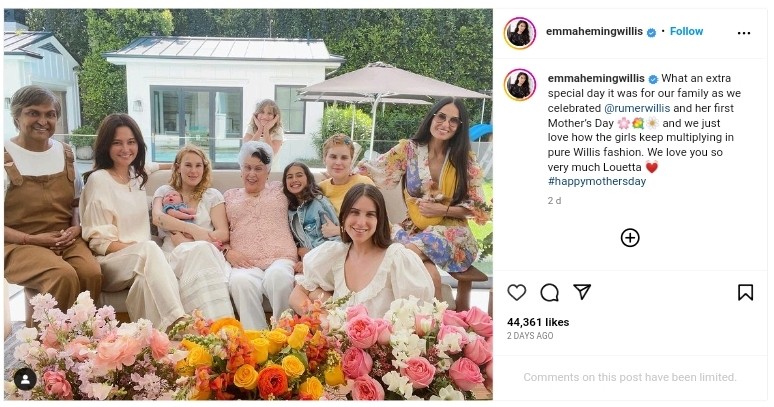 Emma Heming Willis and Demi Moore with their family. Pic credits: Emma Heming Willis' official Instagram handle
