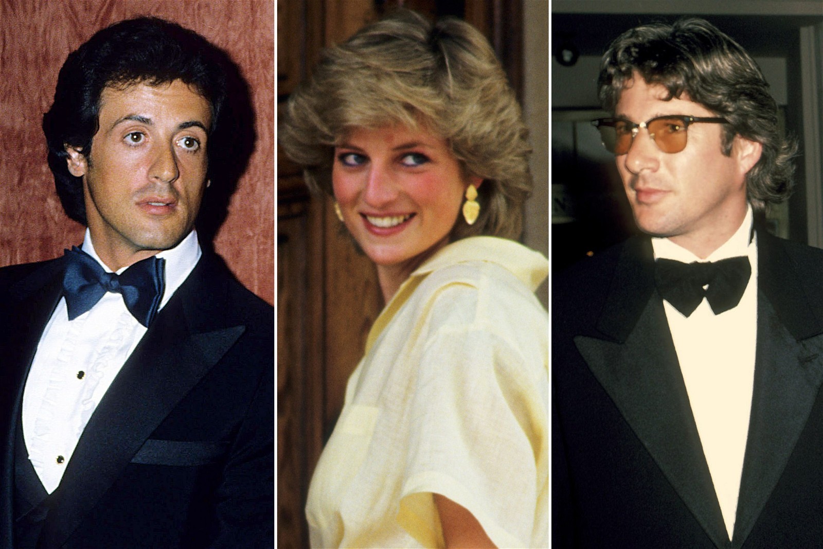 Sylvester Stallone, Princess Diana, and Richard Gere