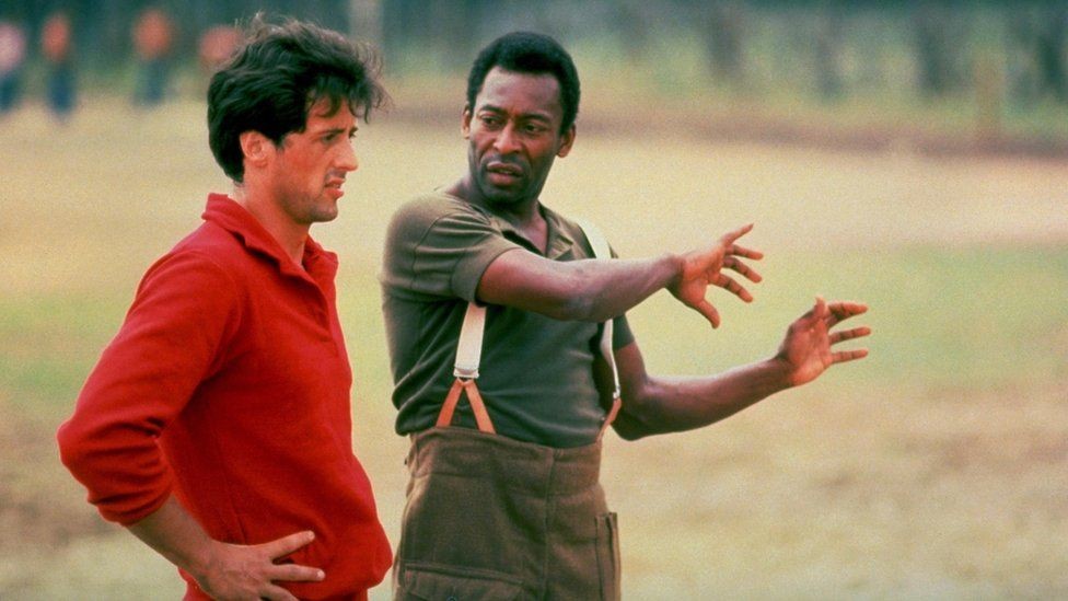 Pele and Sylvester Stallone in a still from Escape to Victory 