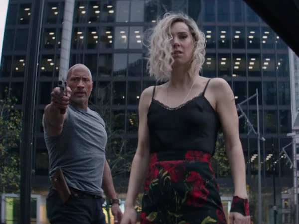 Dwayne Johnson and Vanessa Kirby on the sets of Hobbs and Shaw