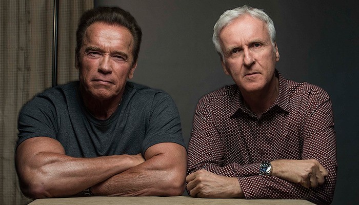 Arnold Schwarzenegger with James Cameron in an interview