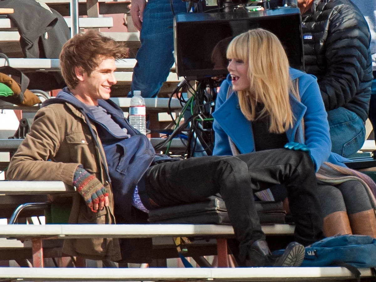 Emma Stone and Andrew Garfield off camera