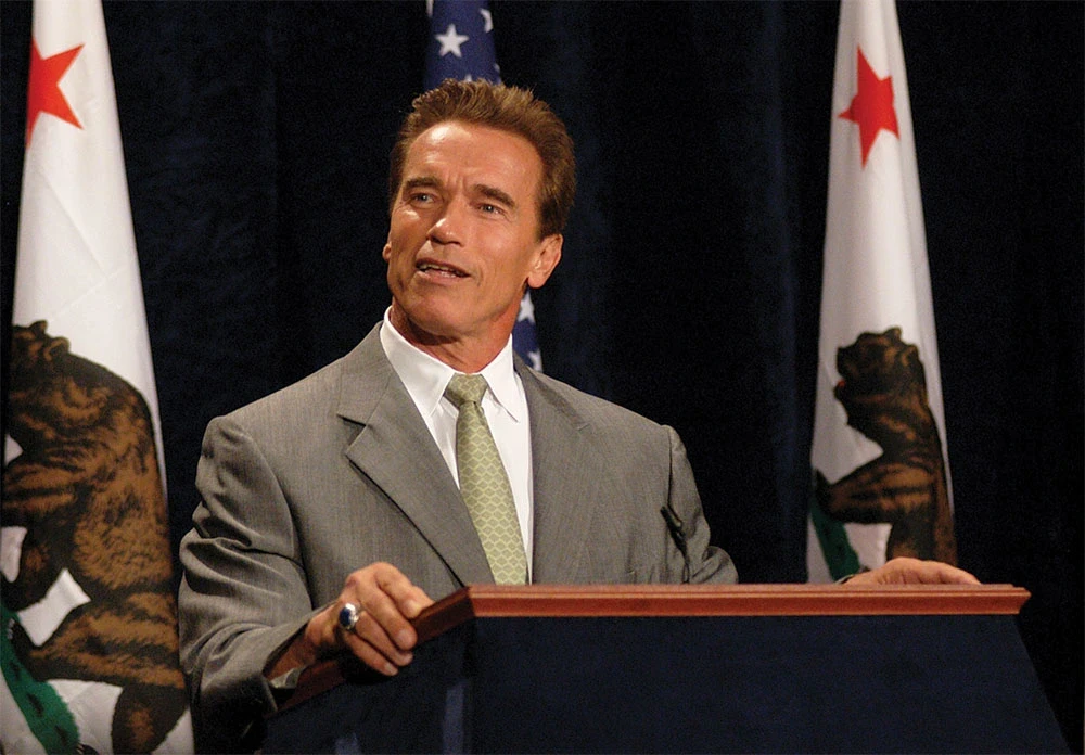 Arnold Schwarzenegger after being announced as Governor of California