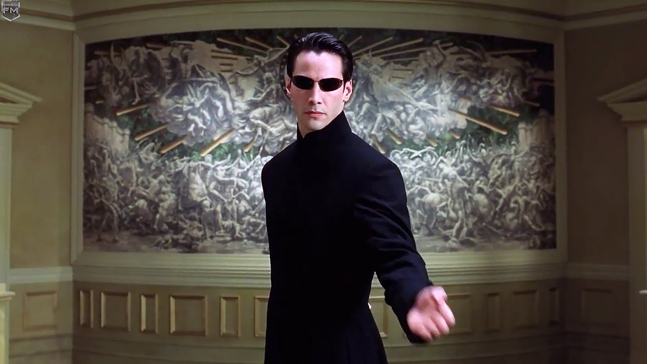 Keanu Reeves as NEO in a still from The Matrix Reloaded