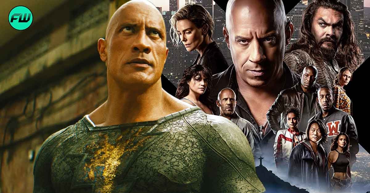 dwayne johnson as black adam and fast x poster