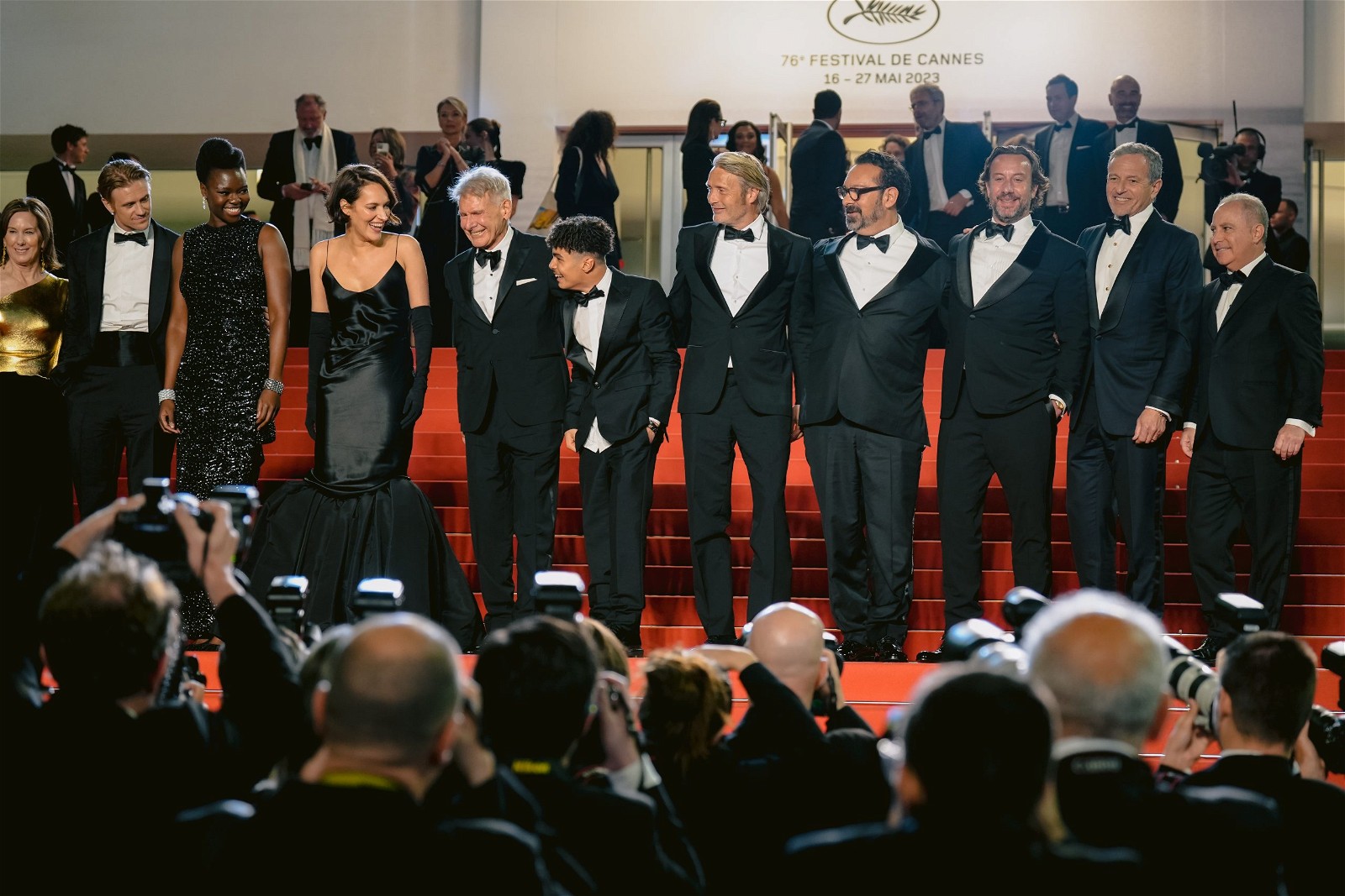 Harrison Ford with other casts at the screening of Dial of Destiny at Cannes