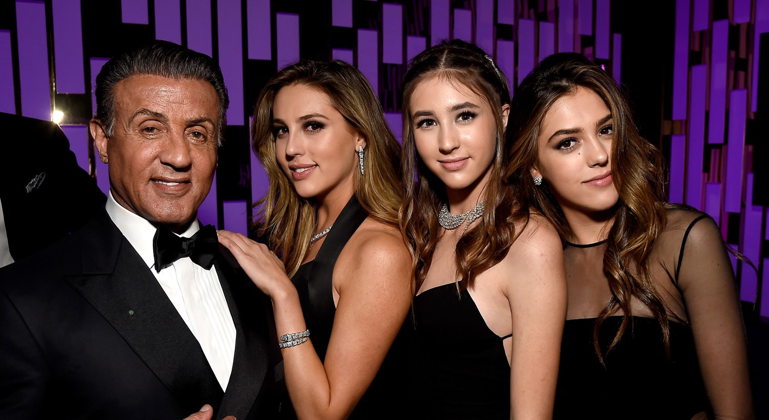 Sylvester Stallone with his three daughters