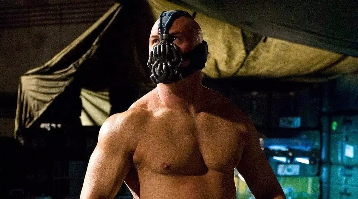 Tom Hardy as Bane in The Dark Knight Rises (2012).