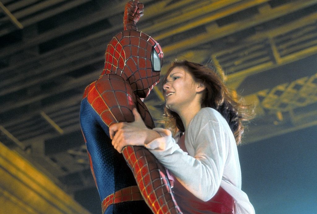 Kristen Dunst and Tobey Maguire as Spider-Man from Spider-Man (2002)