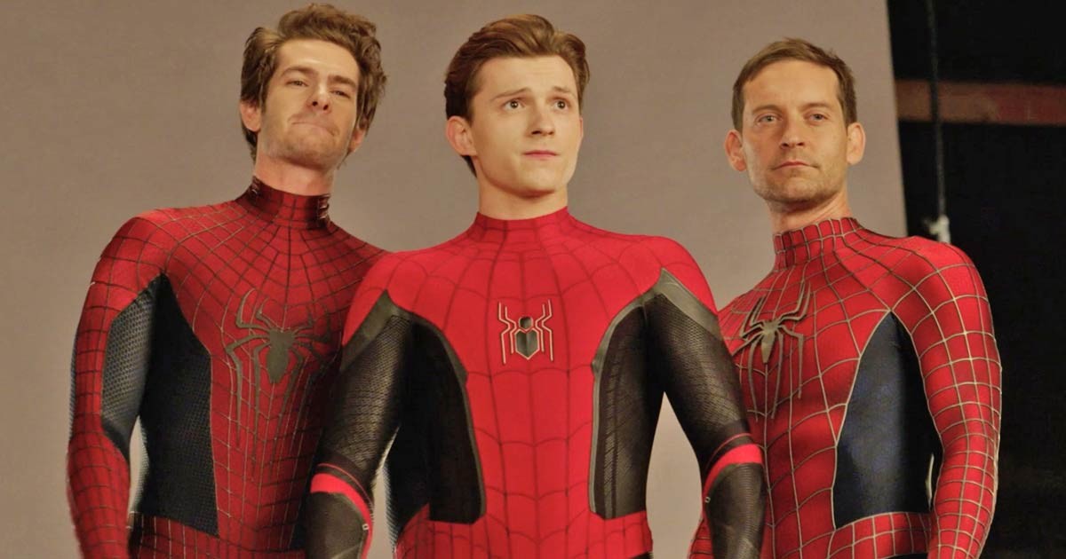 Andrew Garfield, Tom Holland and Tobey Maguire as Spider-Man throughout the years 