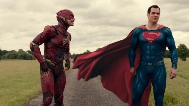 Ezra Miller and Henry Cavill in Justice League