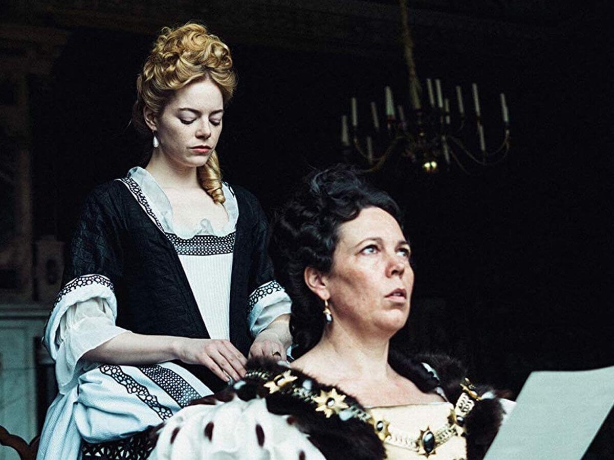 Emma Stone (Abigail) and Olivia Colman (Queen Anne) in The Favourite (2018)