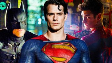 henry cavill superman, christian bale as batman and andrew garfield as spider man