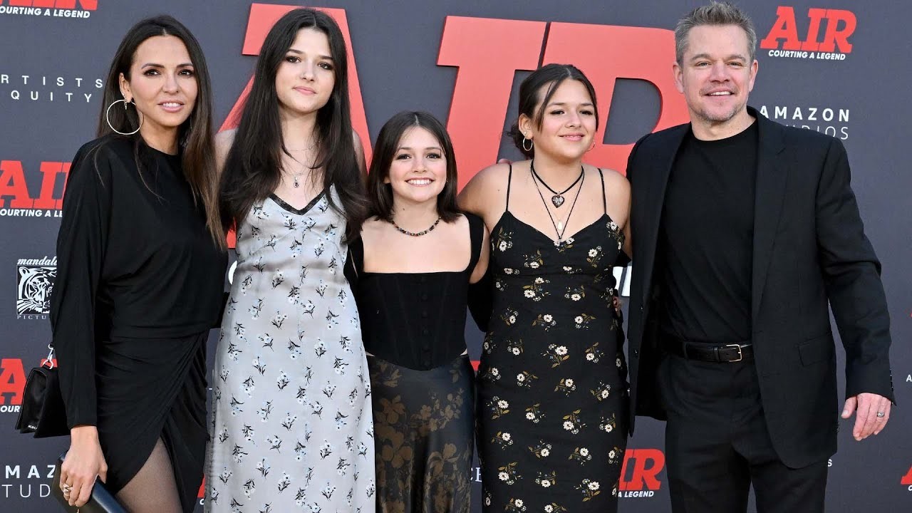 Matt Damon along with wife Luciana Barroso and their three daughters.