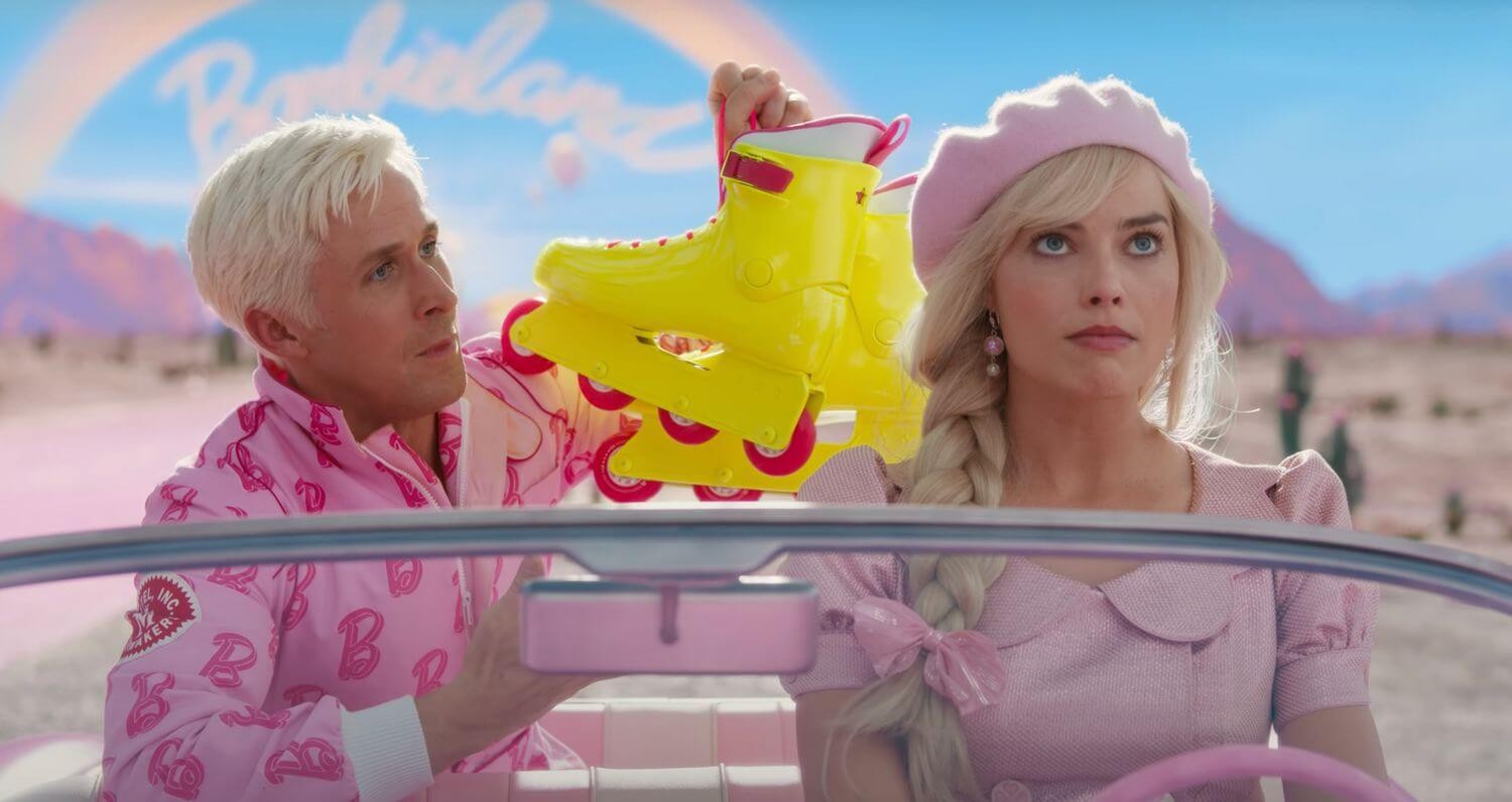 Margot Robbie (Barbie) and Ryan Gosling (Ken) in Barbie (2023)