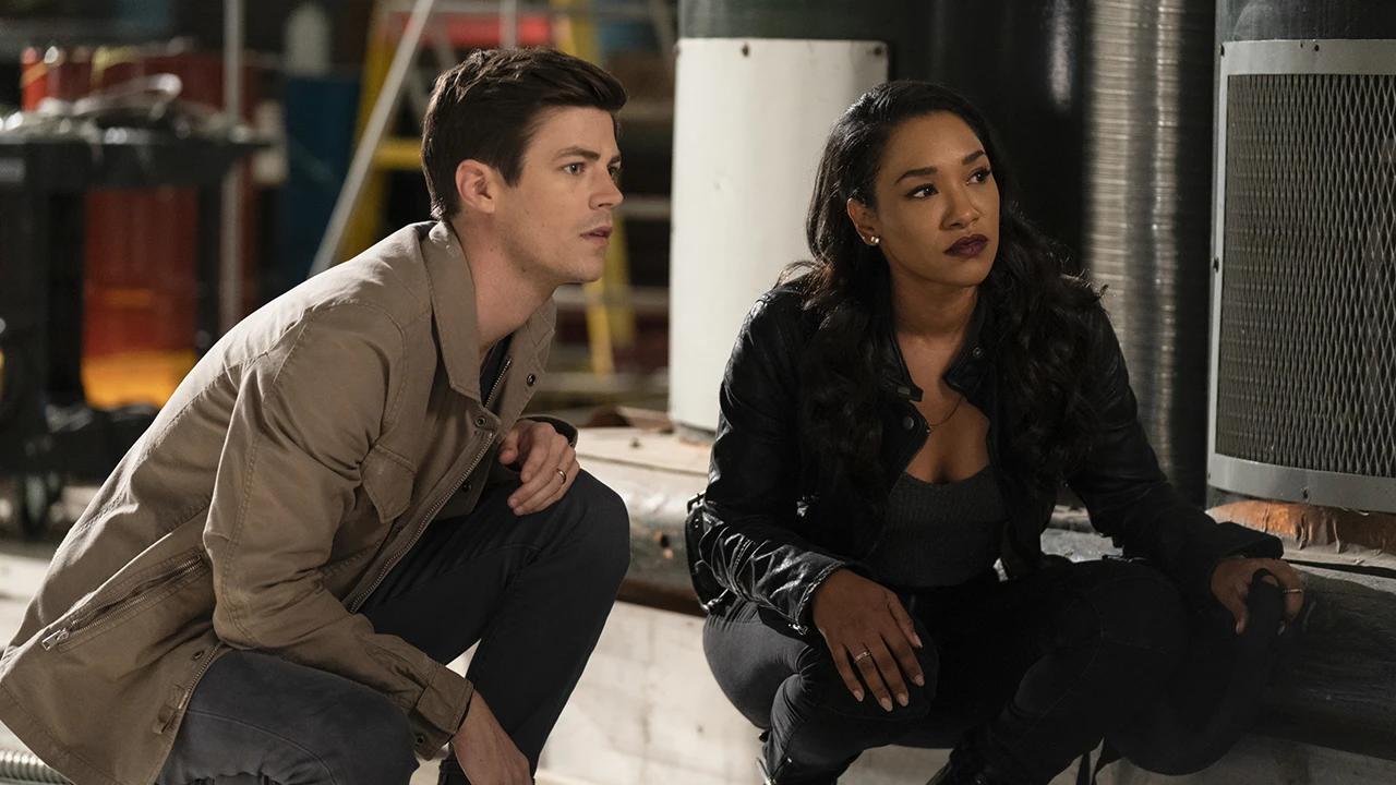 Grant Gustin and Candice Patton as Barry Allen and Iris West