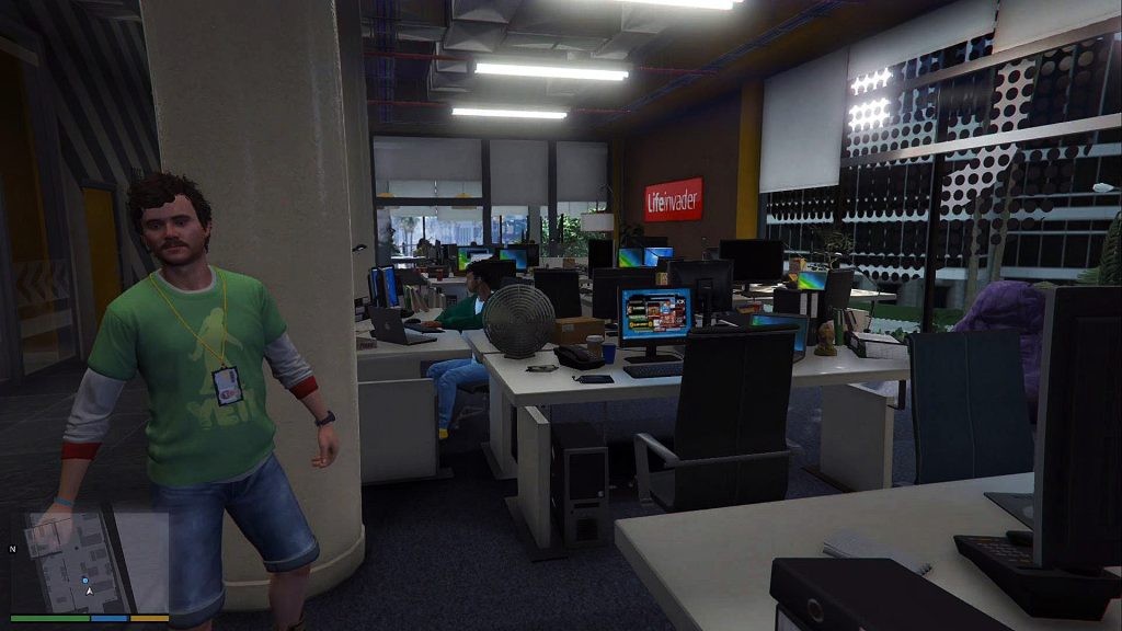 It doesn't get much more satirical than the LifeInvader mission in GTA V.