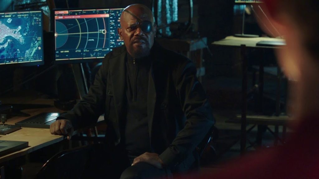 Nick Fury in the said 'Far from Home' scene