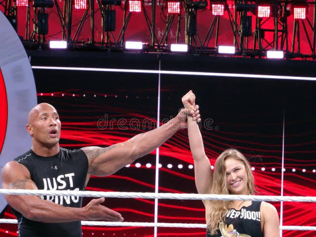 Dwayne Johnson and Ronda Rousey