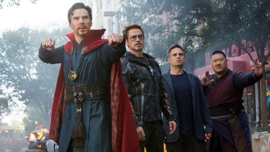 Robert Downey Jr and Benedict Cumberbatch in Avengers: Infinity War