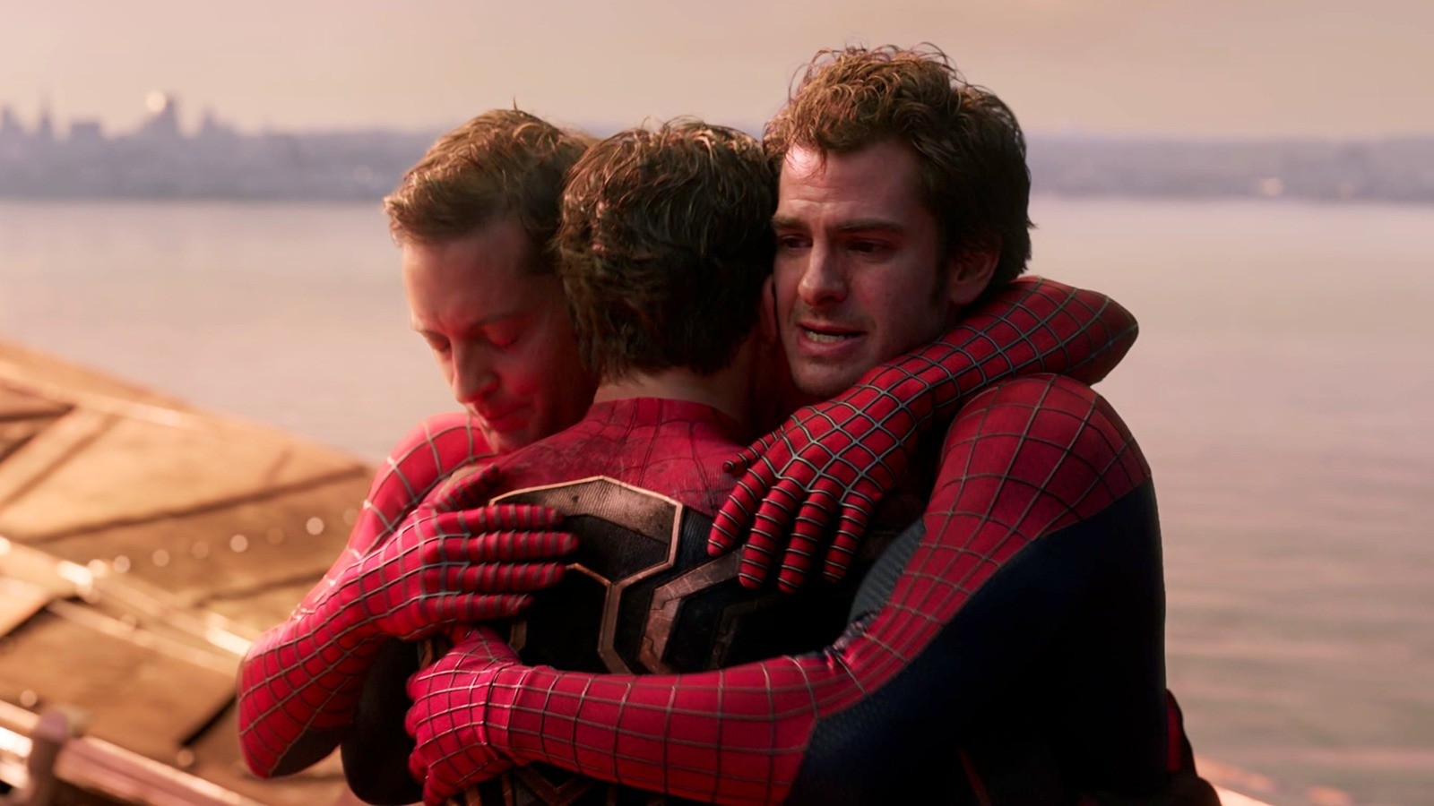 Tobey Maguire, Andrew Garfield and Tom Holland in Spiderman: No Way Home