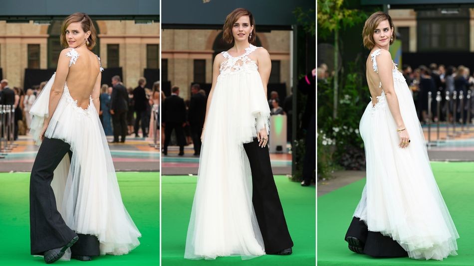 Emma Watson dons an upcycled wedding dress