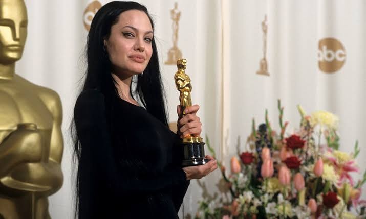 Angelina Jolie with her Oscar