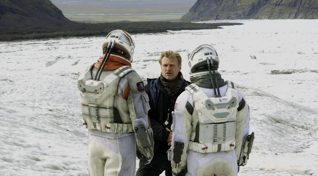 Christopher Nolan with Matt Damon and Matthew McConaughey on the sets of Interstellar (2014)