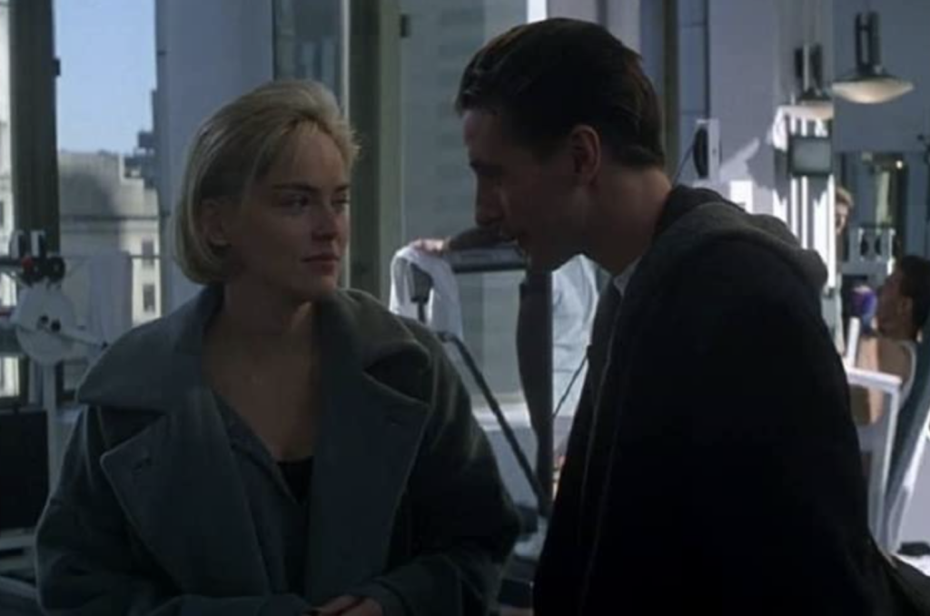 William Baldwin and Sharon Stone in A still from the film Sliver