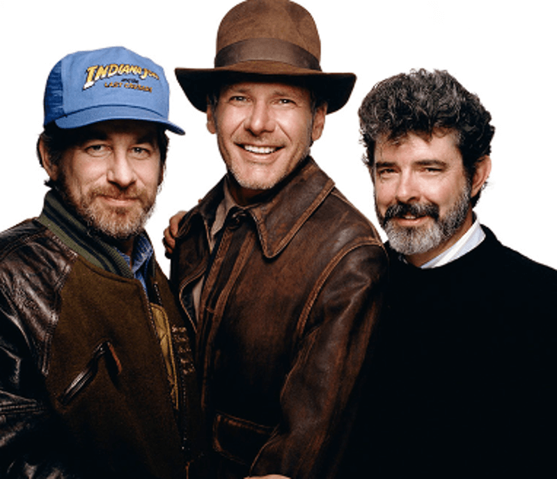 Steven Spielberg and George Lucas with Harrison Ford 