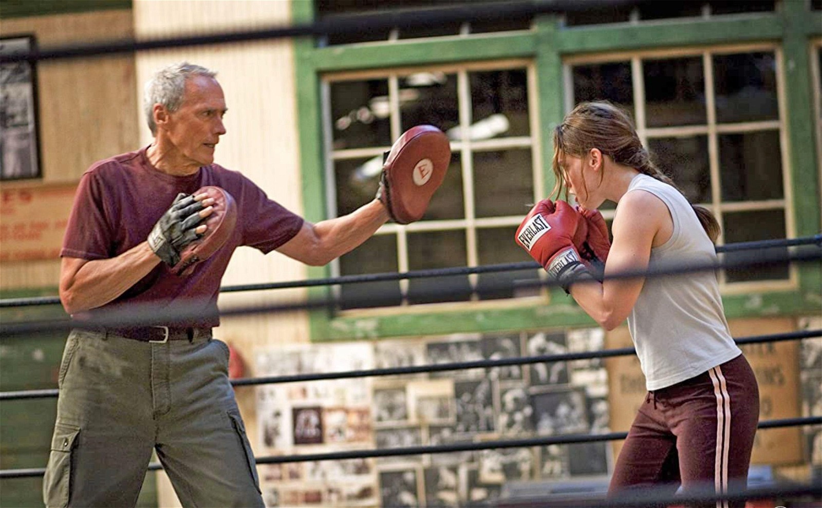 Clint Eastwood and Hilary Swank in a still from Million Dollar Baby 