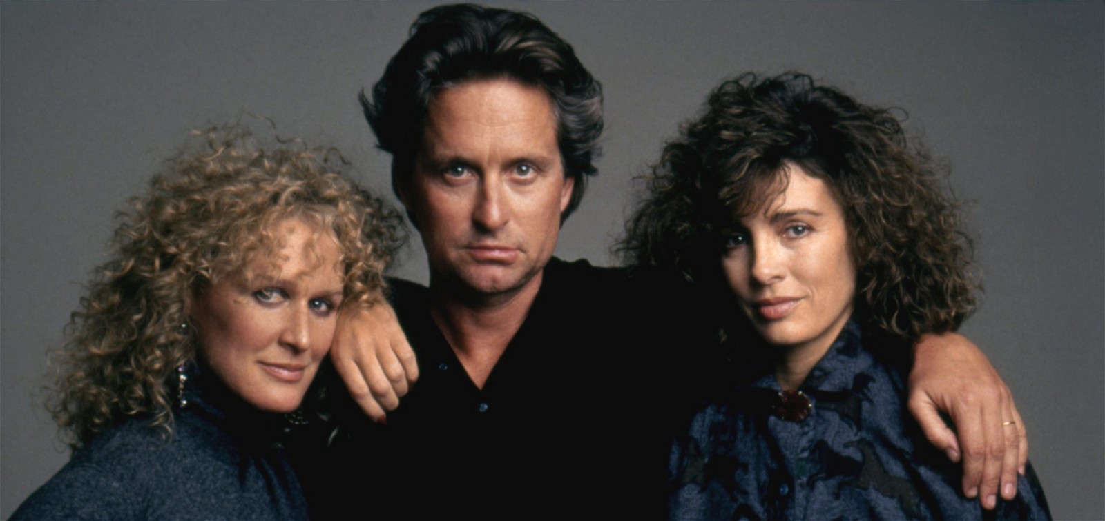 Glenn Close, Michael Douglas and Anne Archer on the set of Fatal Attraction